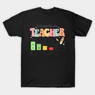 Retro Teacher Battery Life Of A Teacher Student School T-Shirt